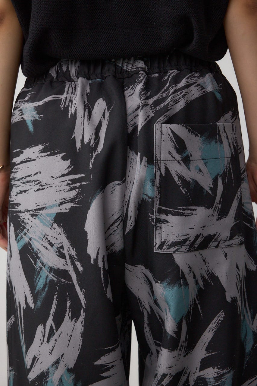 パッチポケットウエストイージーパンツ 柄BLK S