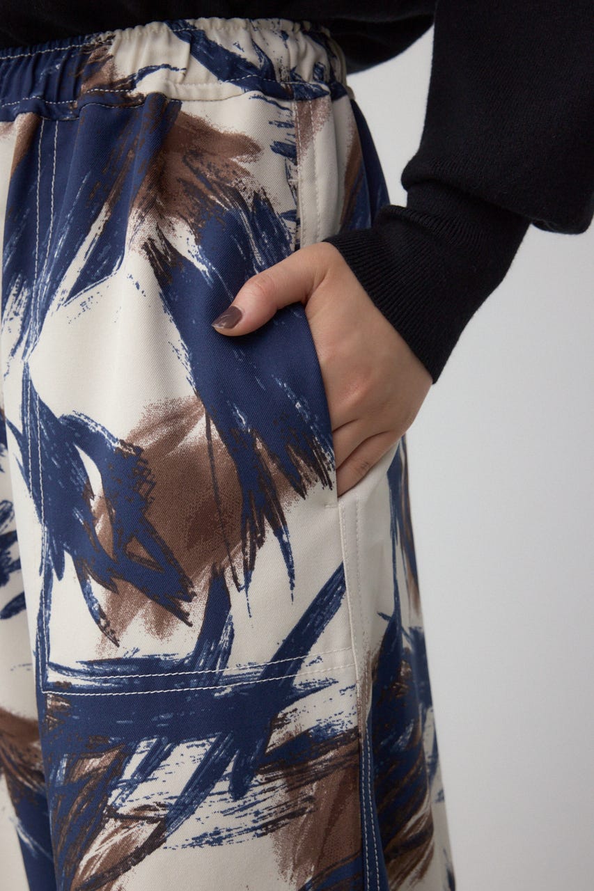 パッチポケットウエストイージーパンツ 柄WHT S