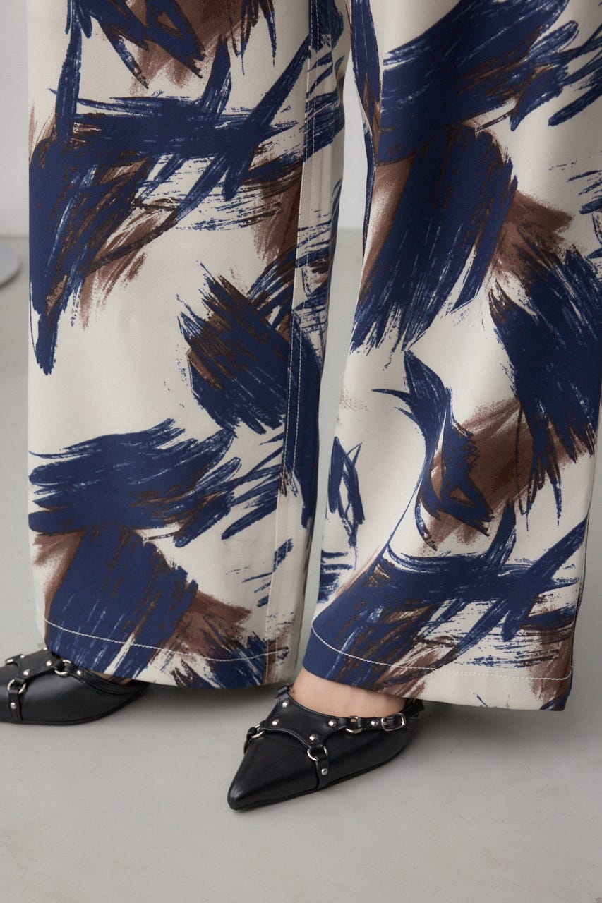 パッチポケットウエストイージーパンツ 柄WHT S