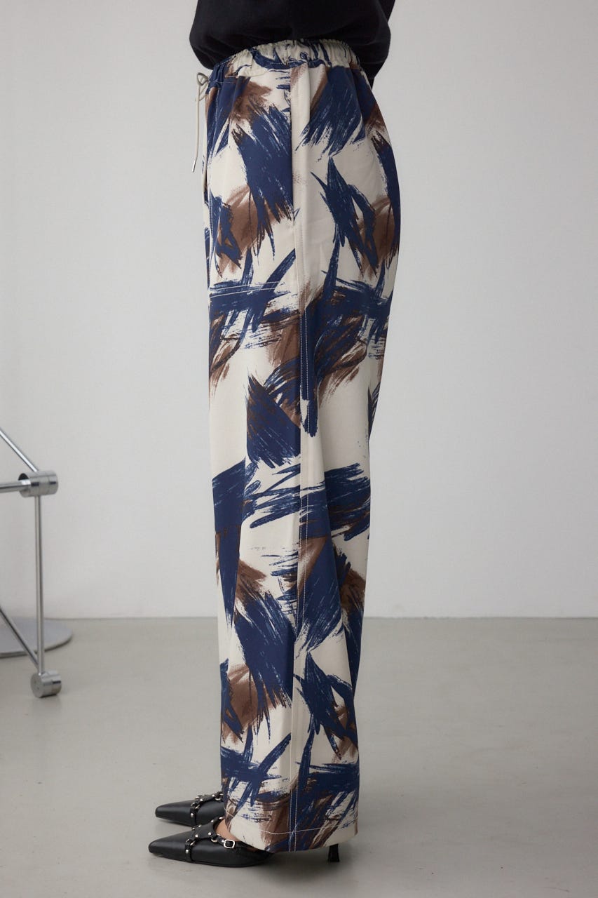 パッチポケットウエストイージーパンツ 柄WHT S