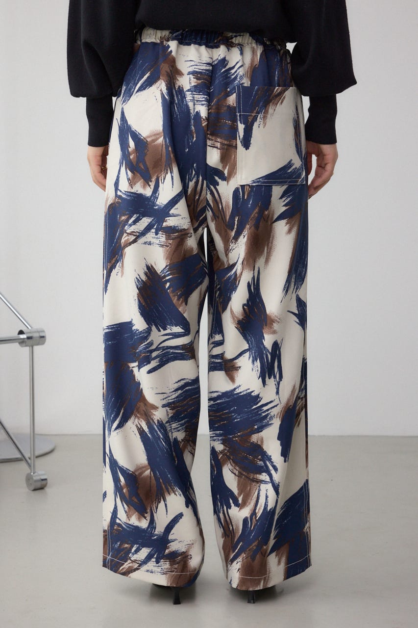 パッチポケットウエストイージーパンツ 柄WHT S