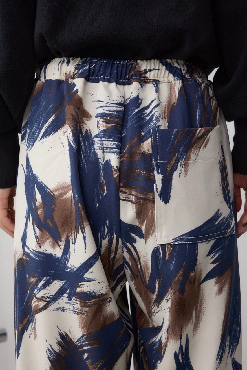 パッチポケットウエストイージーパンツ 柄WHT S