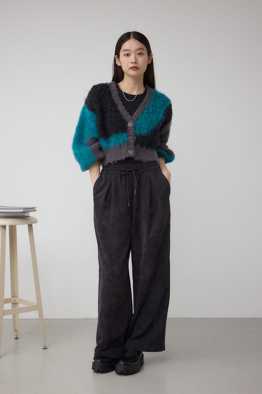 コーデュロイイージーワイドパンツ BLK M