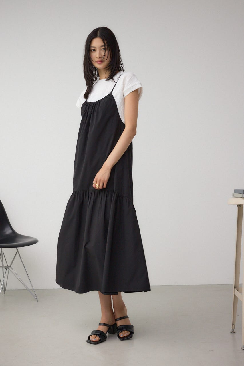 インナーSETフロントギャザーキャミワンピース BLK S