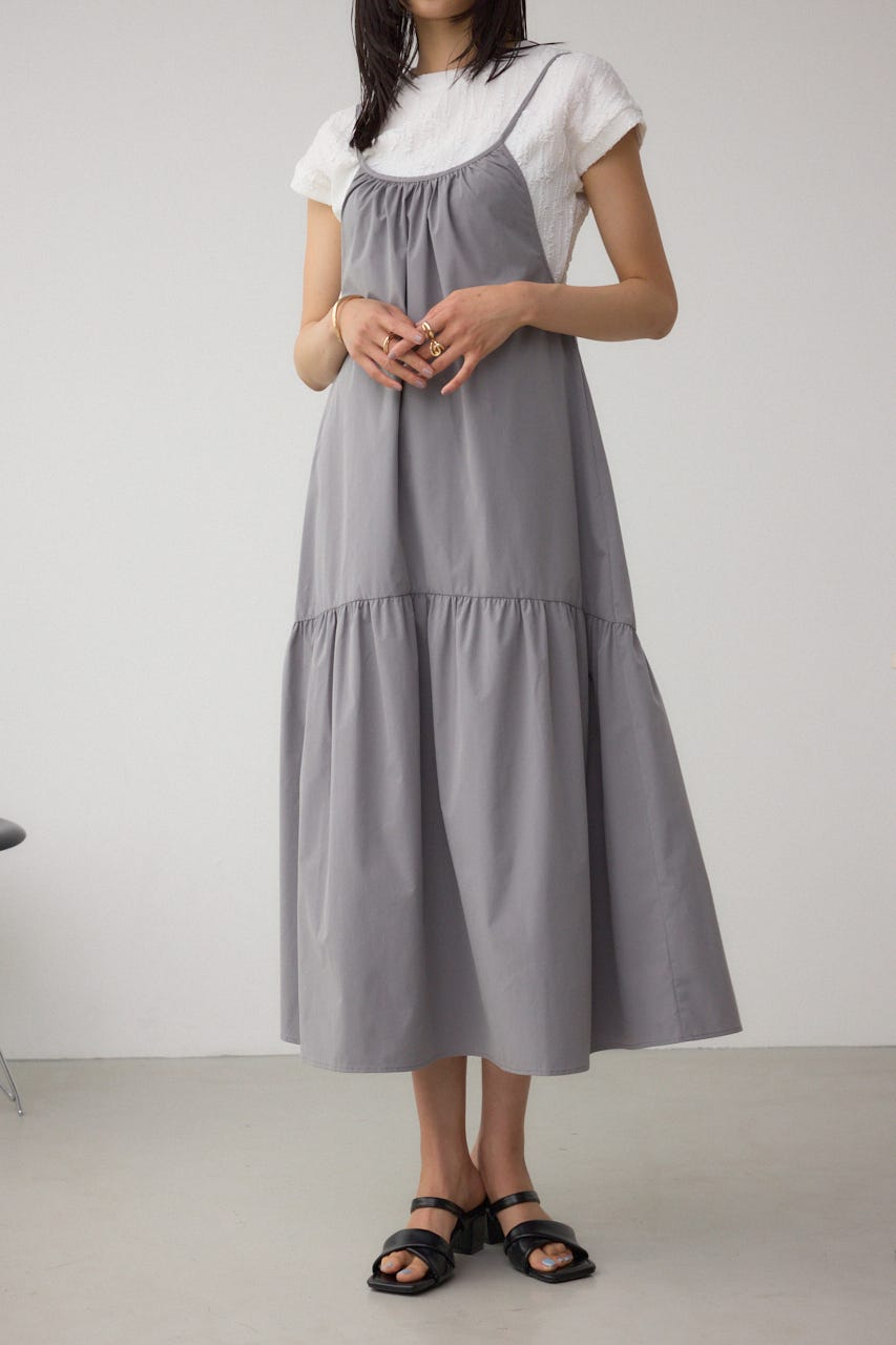 インナーSETフロントギャザーキャミワンピース GRY M