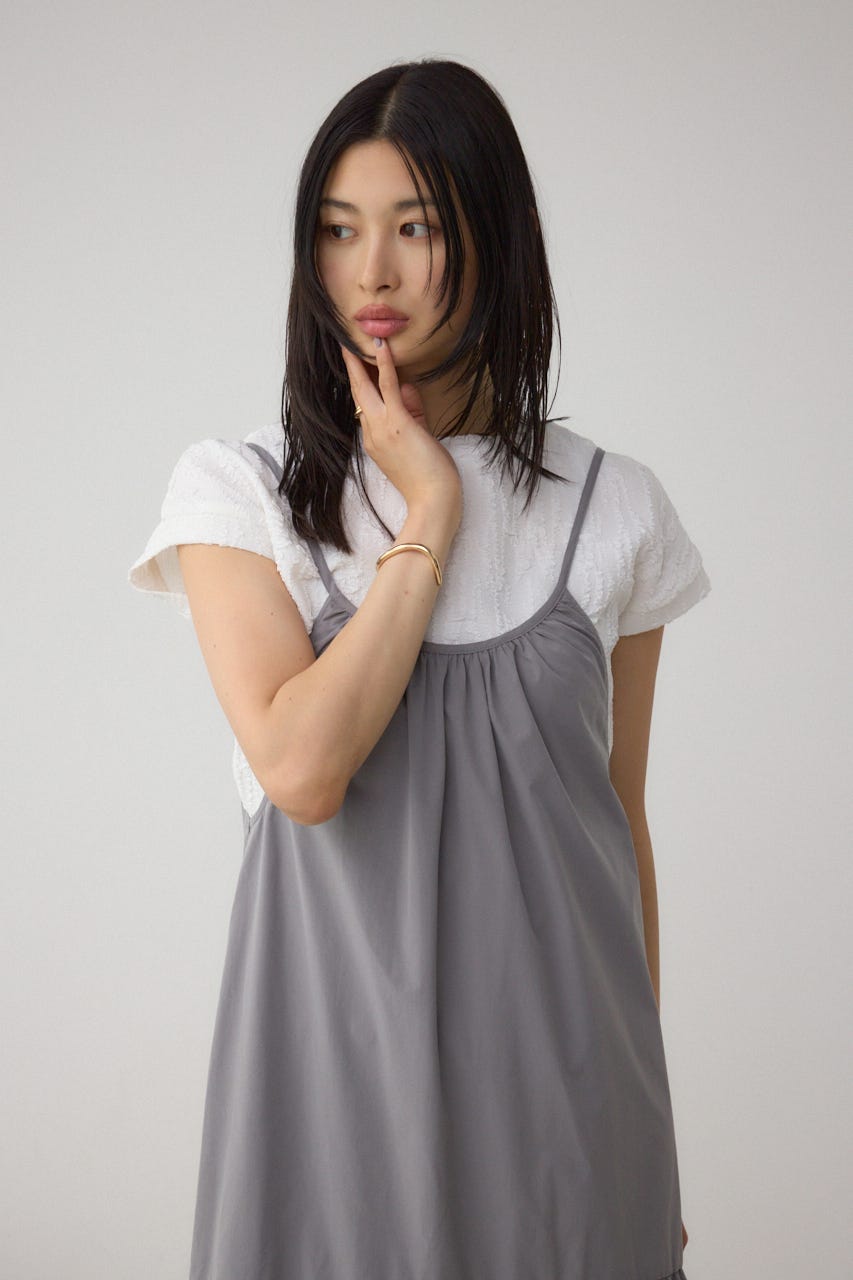 インナーSETフロントギャザーキャミワンピース GRY M