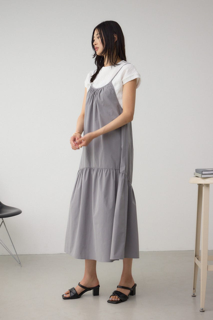 インナーSETフロントギャザーキャミワンピース GRY M