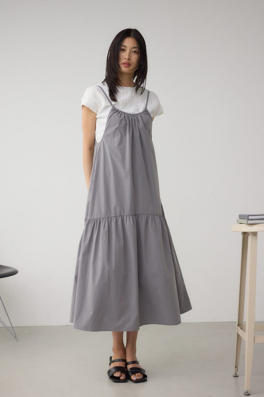 インナーSETフロントギャザーキャミワンピース GRY M