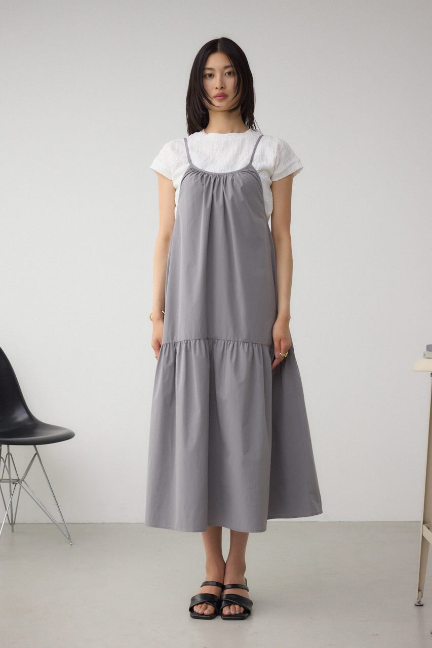 インナーSETフロントギャザーキャミワンピース GRY M