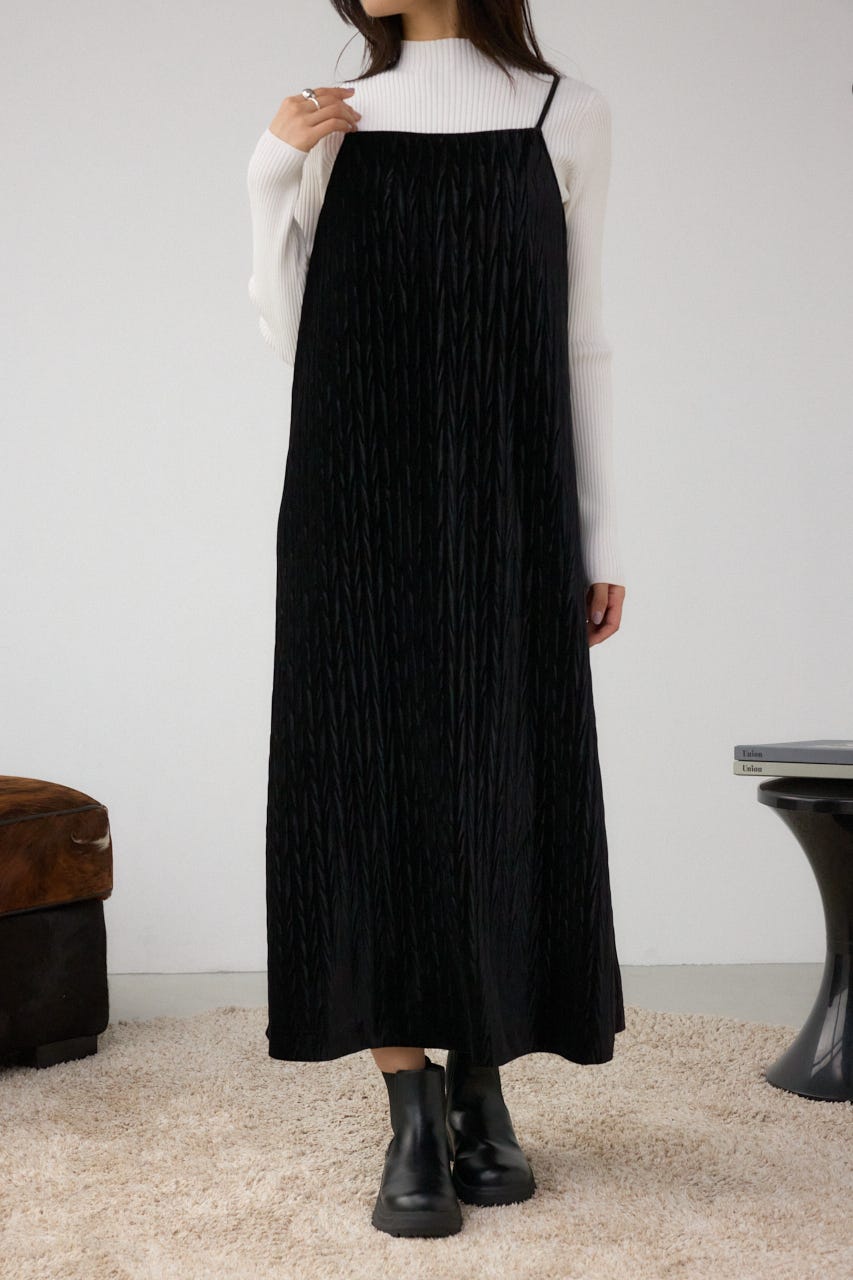 プリーツベロアキャミワンピース BLK M