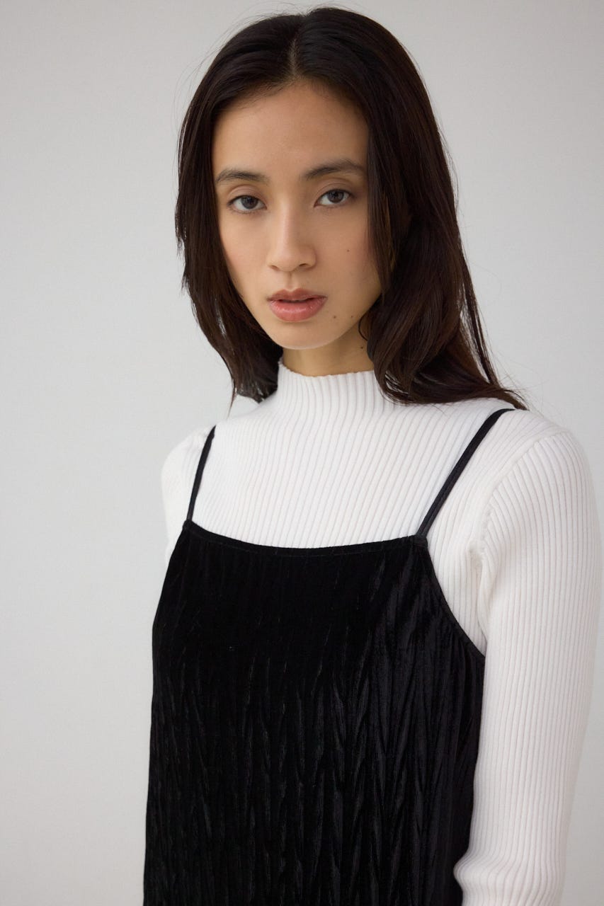 プリーツベロアキャミワンピース BLK M