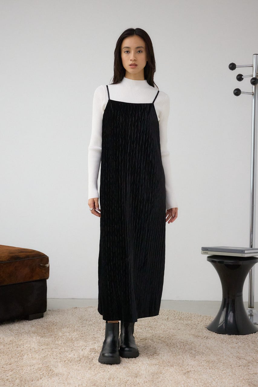 プリーツベロアキャミワンピース BLK M