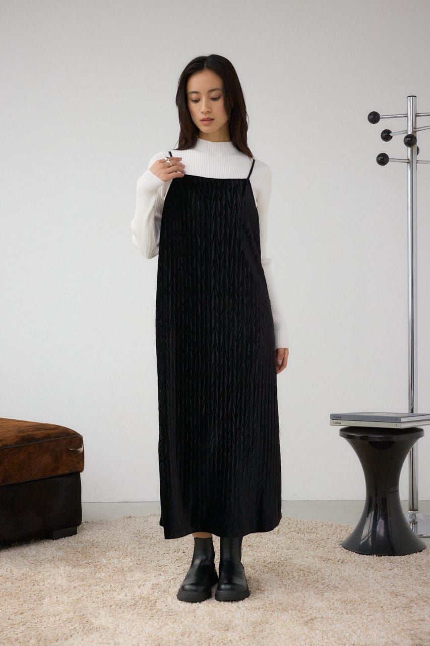 プリーツベロアキャミワンピース BLK M