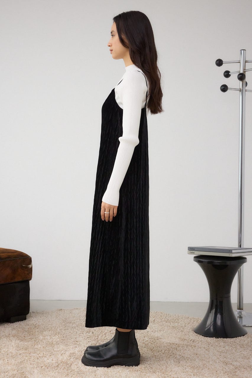 プリーツベロアキャミワンピース BLK M
