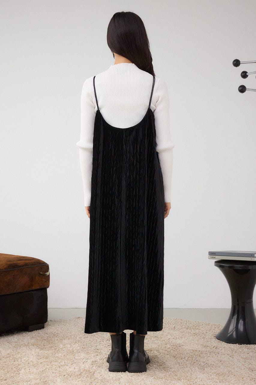 プリーツベロアキャミワンピース BLK M