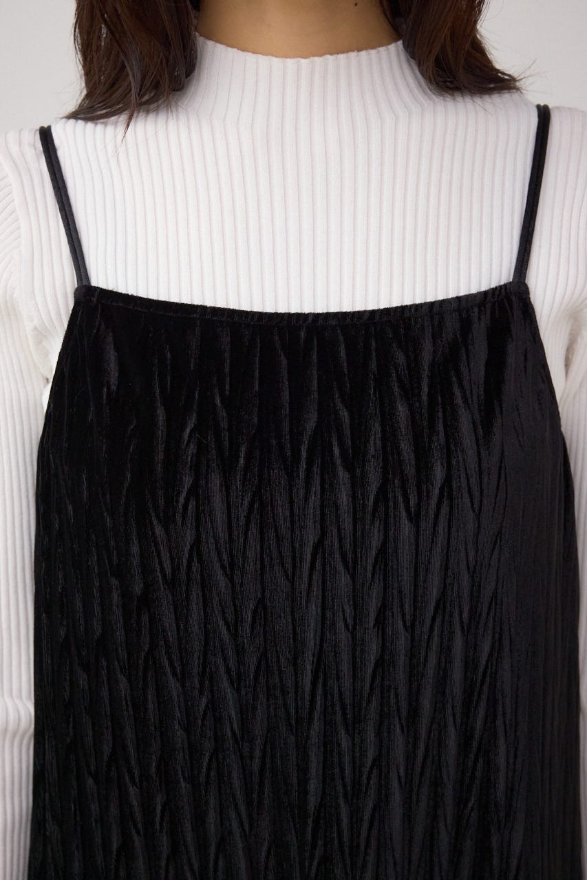 プリーツベロアキャミワンピース BLK M
