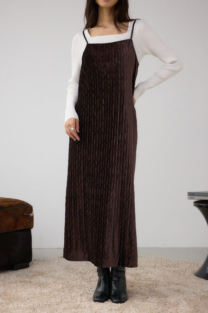 プリーツベロアキャミワンピース BRN S