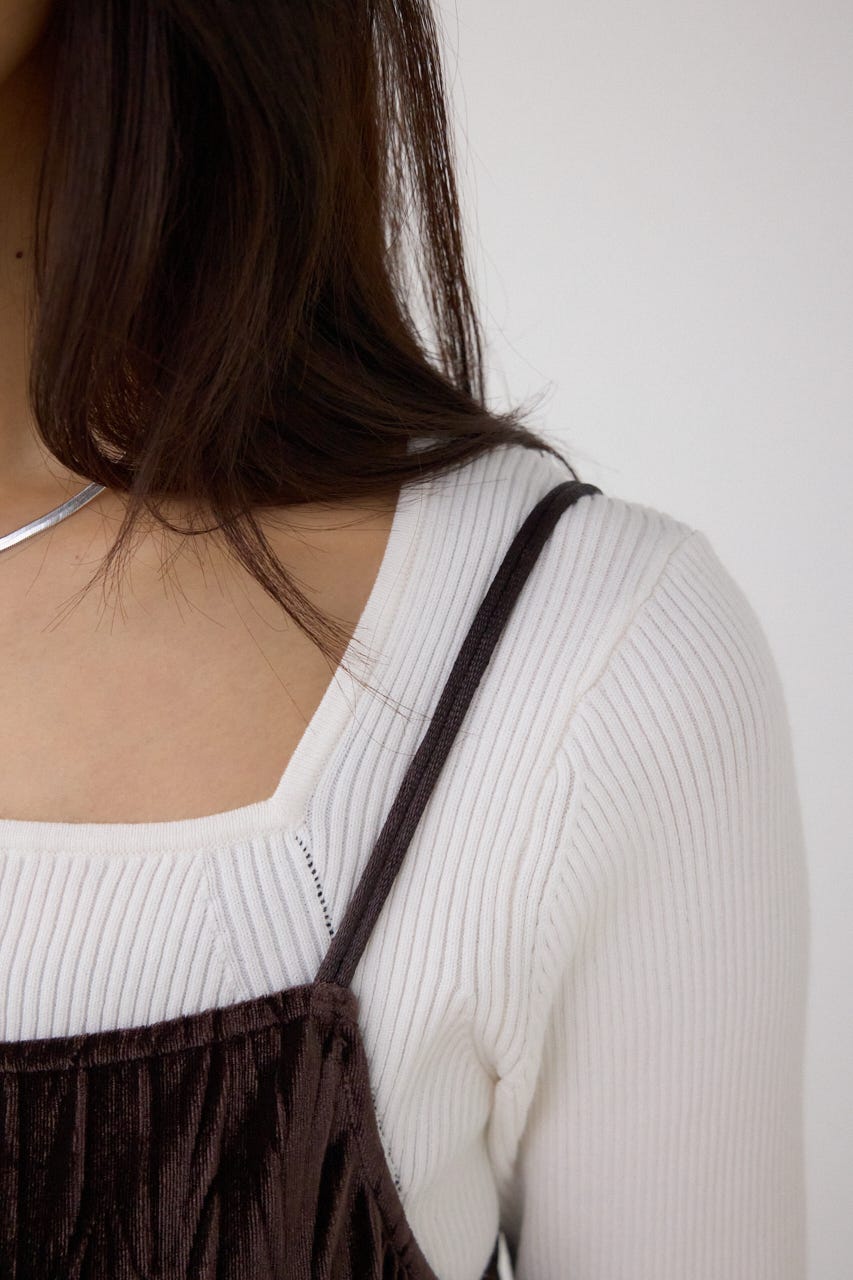 プリーツベロアキャミワンピース BRN S