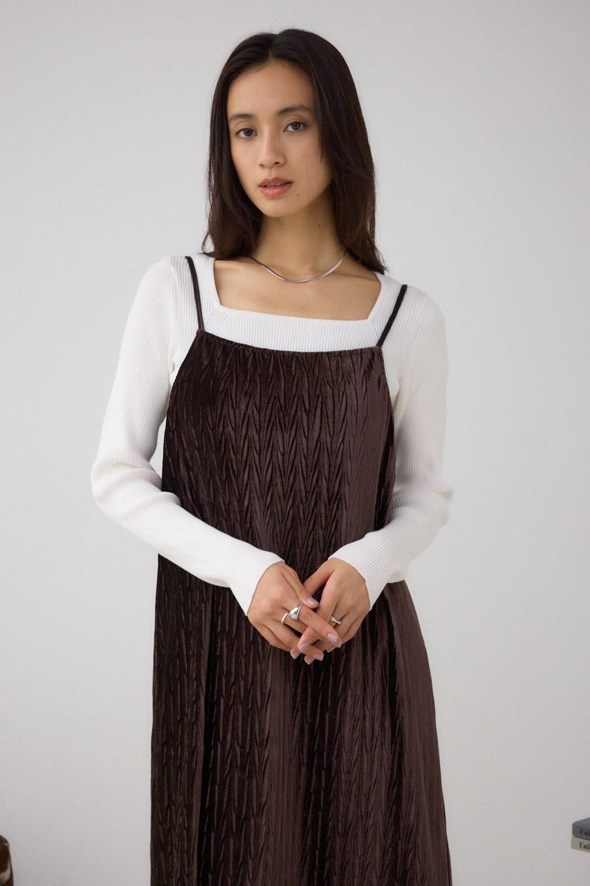 プリーツベロアキャミワンピース BRN S