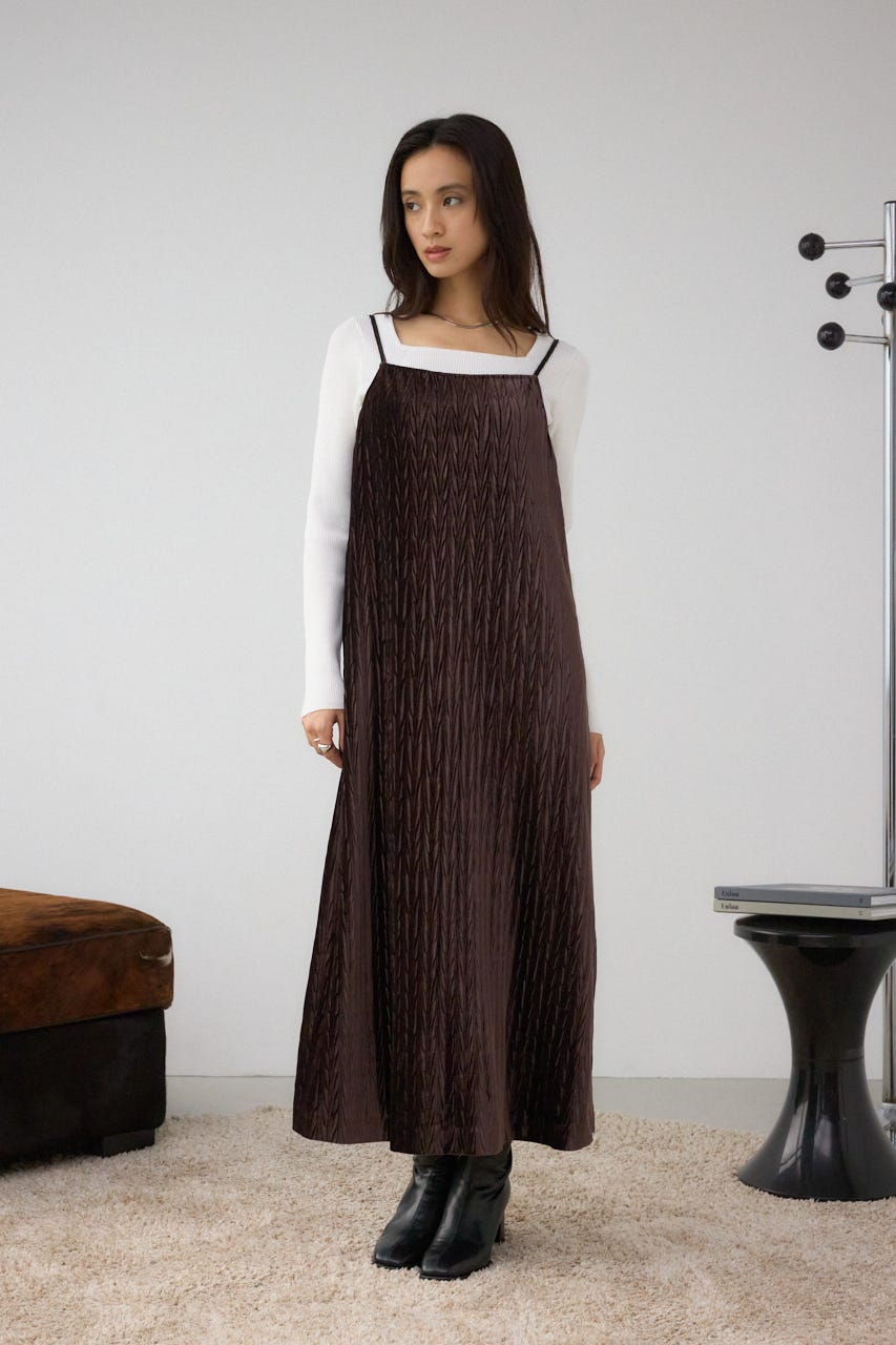 プリーツベロアキャミワンピース BRN S