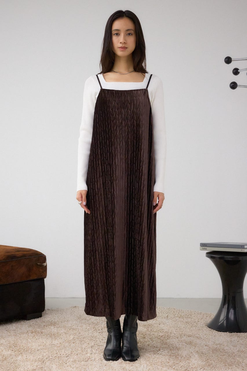 プリーツベロアキャミワンピース BRN S