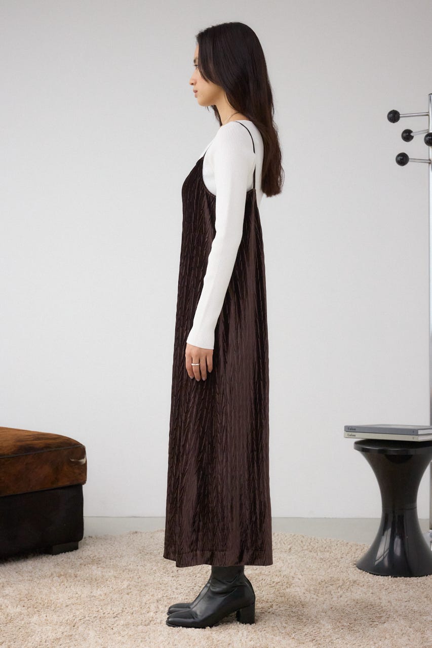 プリーツベロアキャミワンピース BRN S