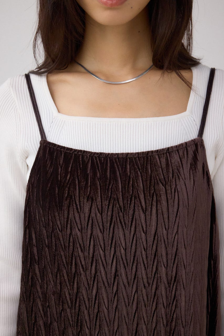 プリーツベロアキャミワンピース BRN S