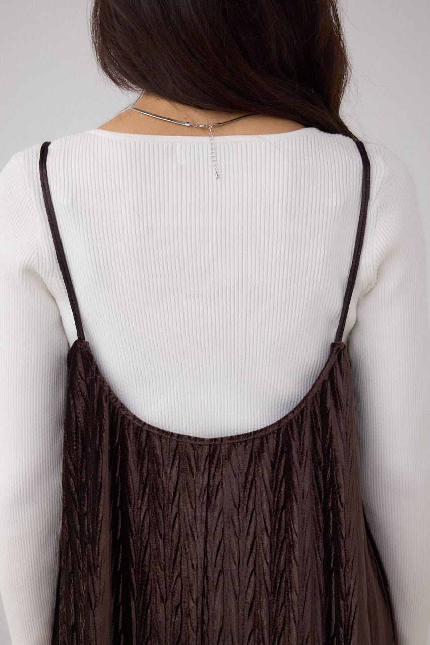 プリーツベロアキャミワンピース BRN S