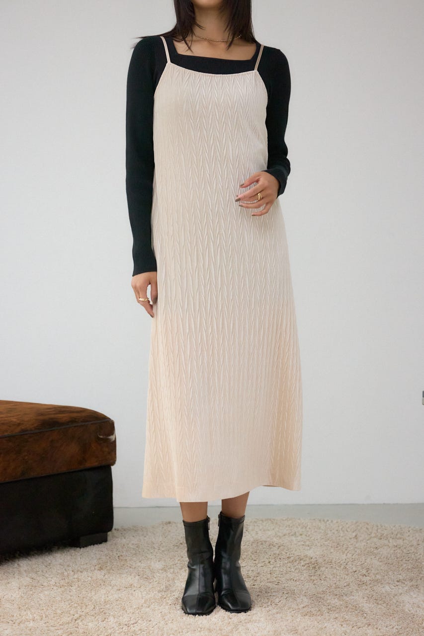 プリーツベロアキャミワンピース IVOY M