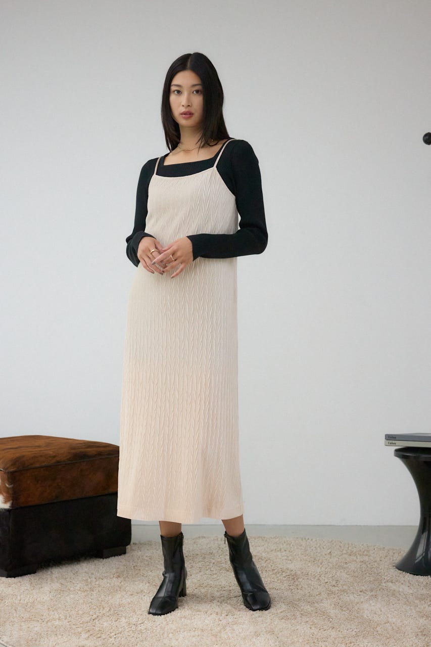 プリーツベロアキャミワンピース IVOY M