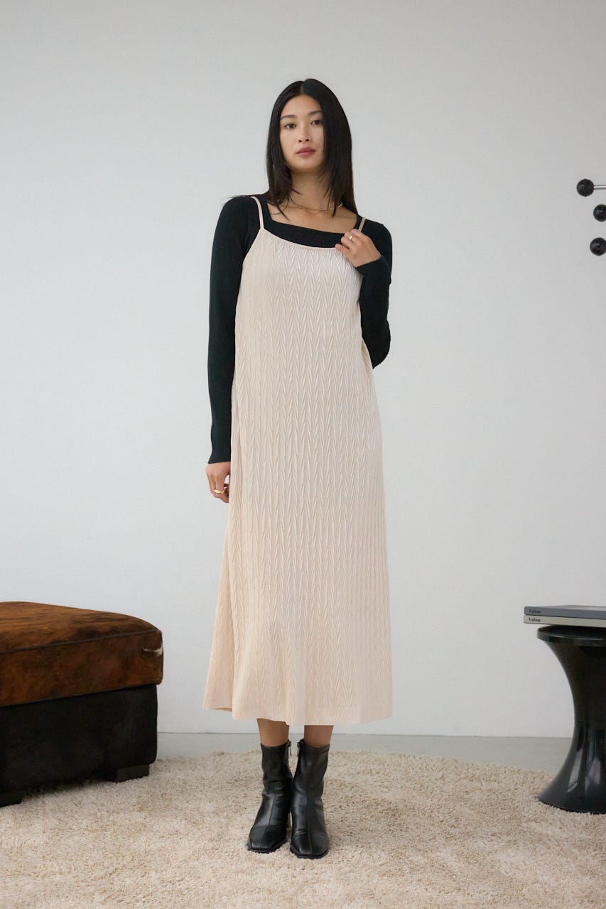 プリーツベロアキャミワンピース IVOY M