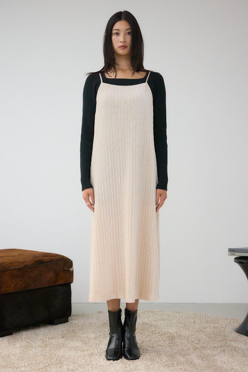 プリーツベロアキャミワンピース IVOY M