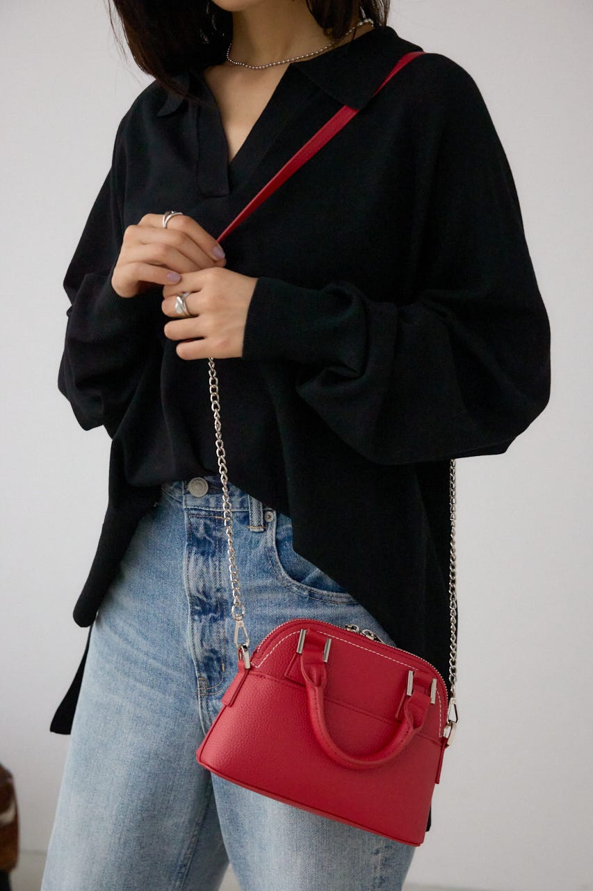 ダブルジッパーミニバッグ RED FREE