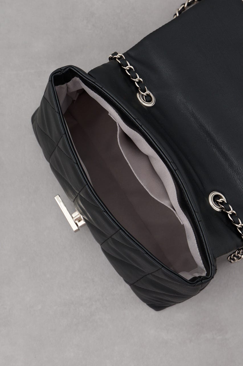 フェイクレザーキルティングバッグ BLK FREE