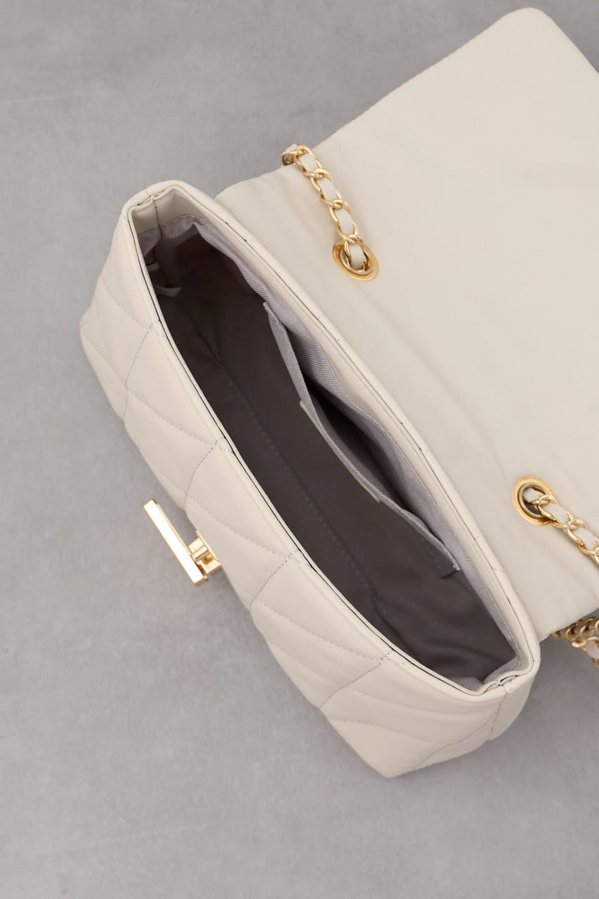 フェイクレザーキルティングバッグ GREIGE FREE