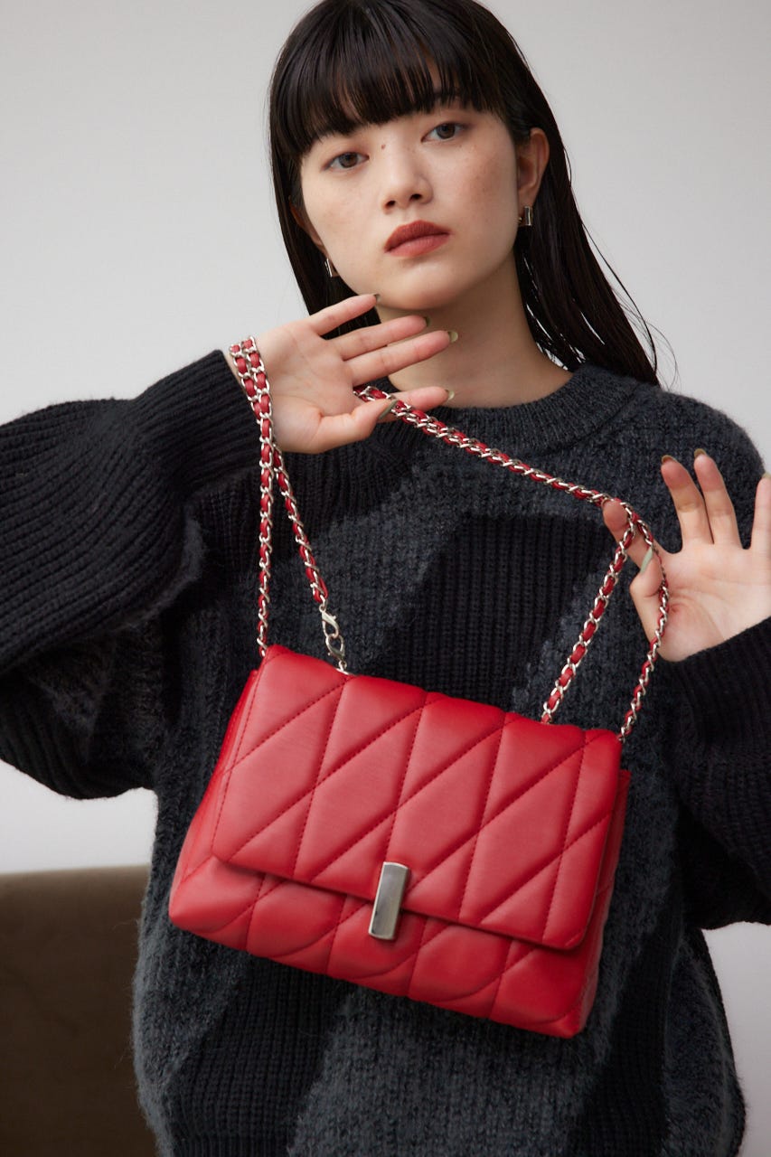 フェイクレザーキルティングバッグ RED FREE