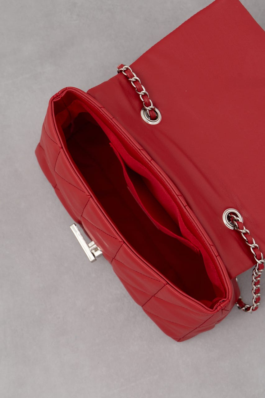 フェイクレザーキルティングバッグ RED FREE