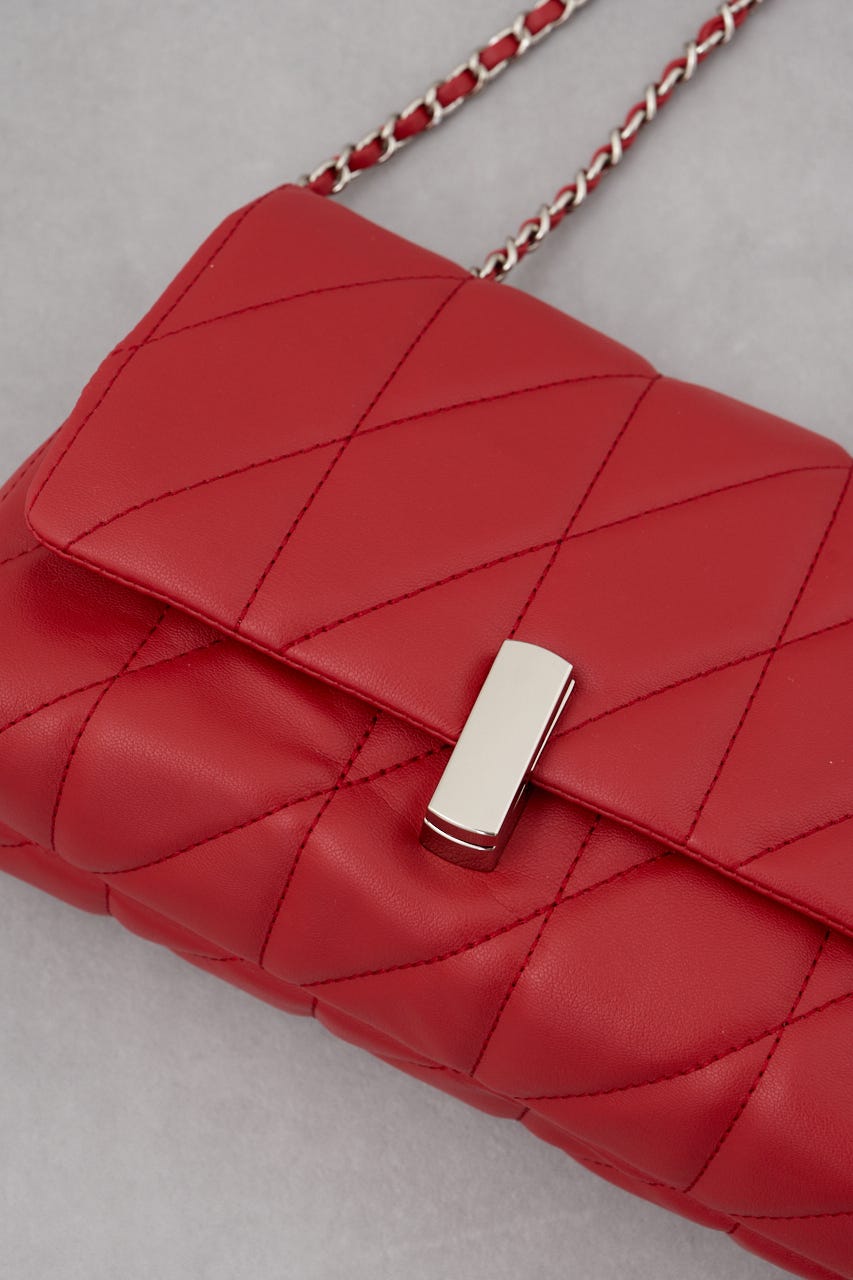 フェイクレザーキルティングバッグ RED FREE