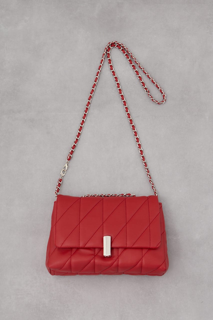 フェイクレザーキルティングバッグ RED FREE
