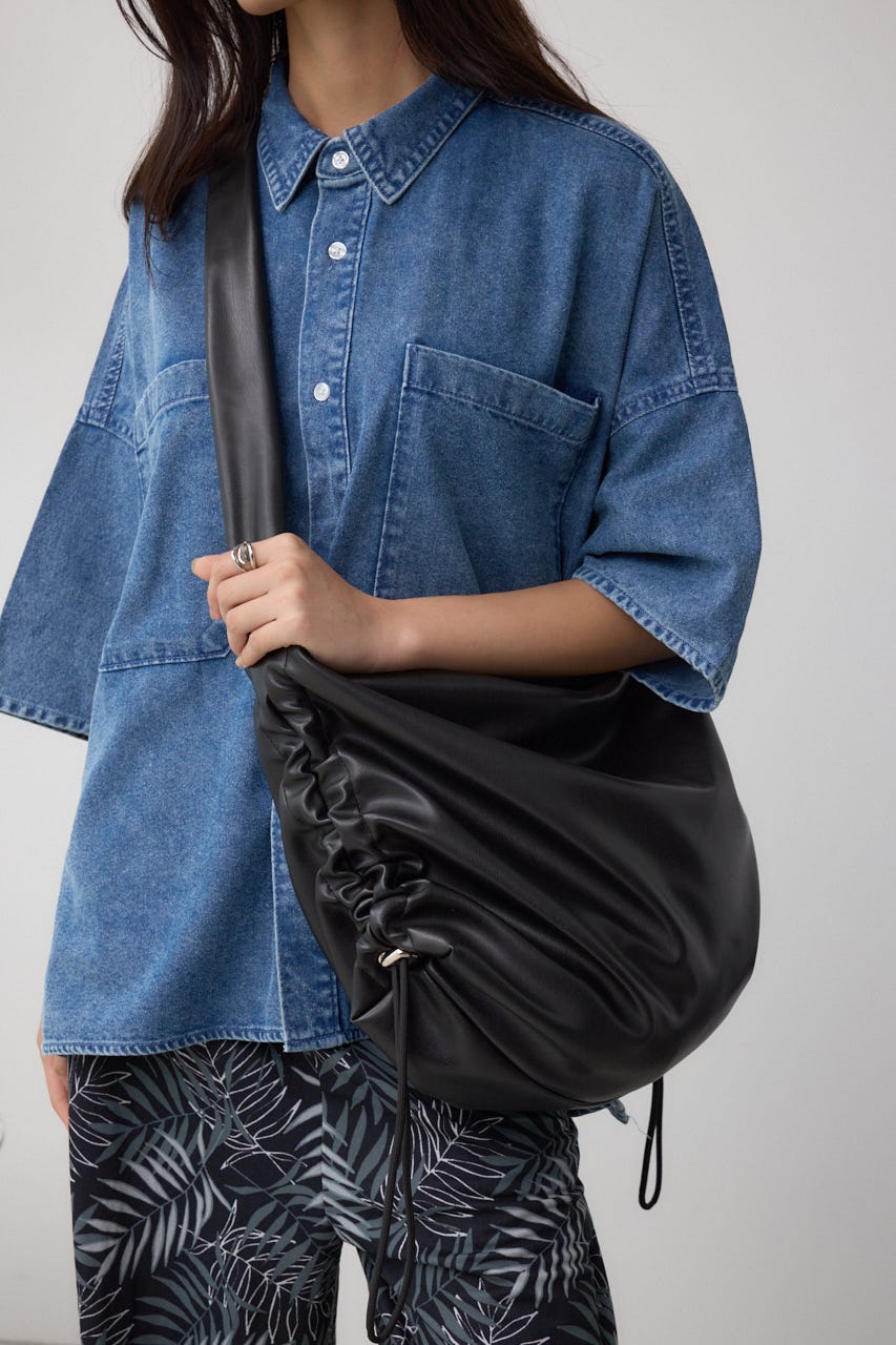 サイドギャザーパデットバッグ BLK FREE