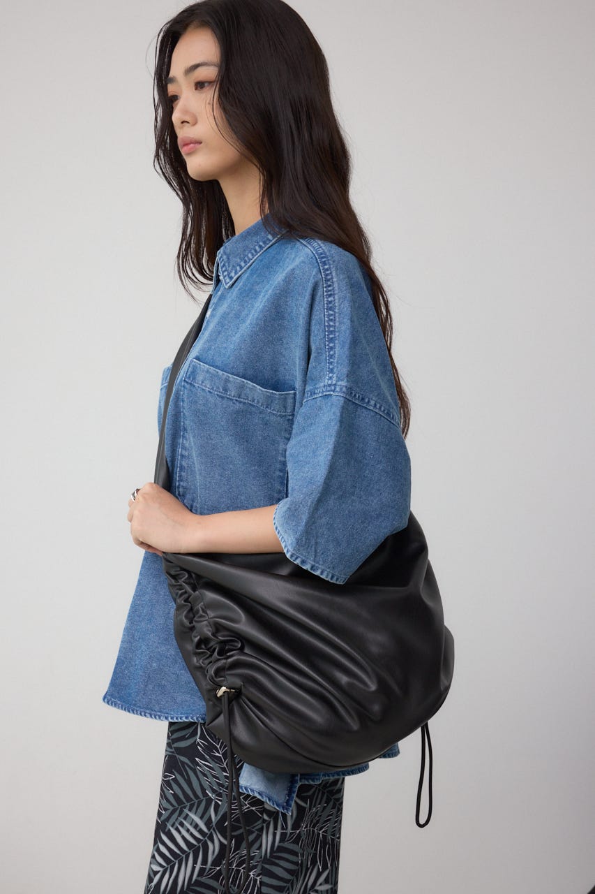 サイドギャザーパデットバッグ BLK FREE