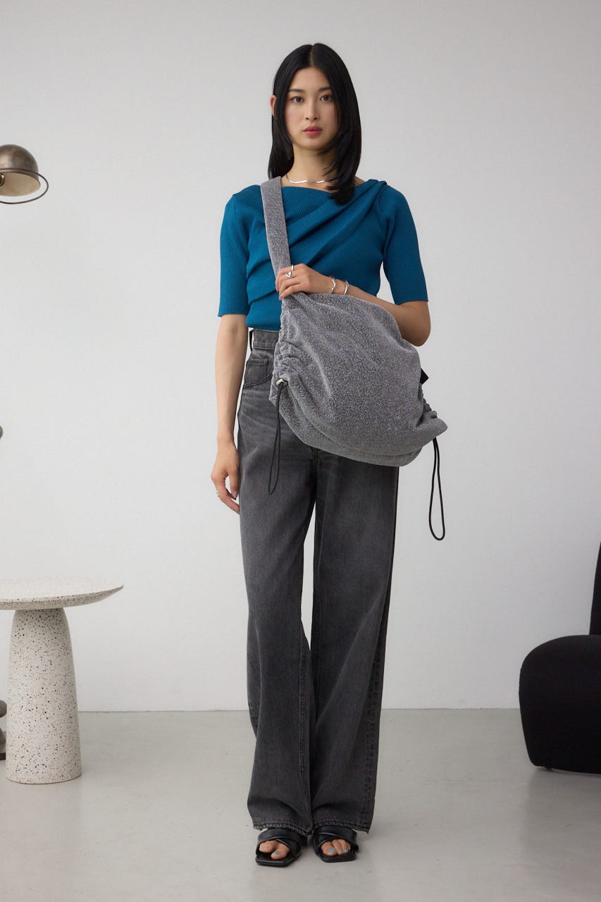 サイドギャザーパデットバッグ M/BLK FREE