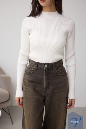 AZUL BY MOUSSY ベルト付きハイネックニット S ブラック AZUL BY MOUSSY | ネックジャガードベーシックトップス