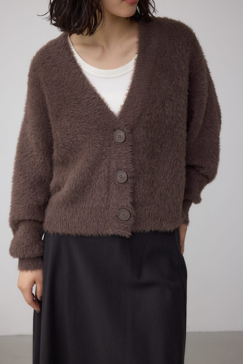 モヘヤライクニットカーディガン BRN S