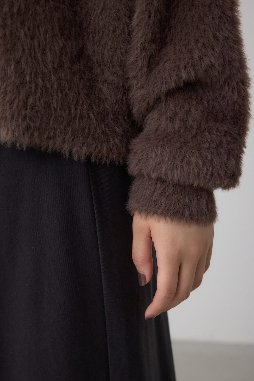 モヘヤライクニットカーディガン BRN S