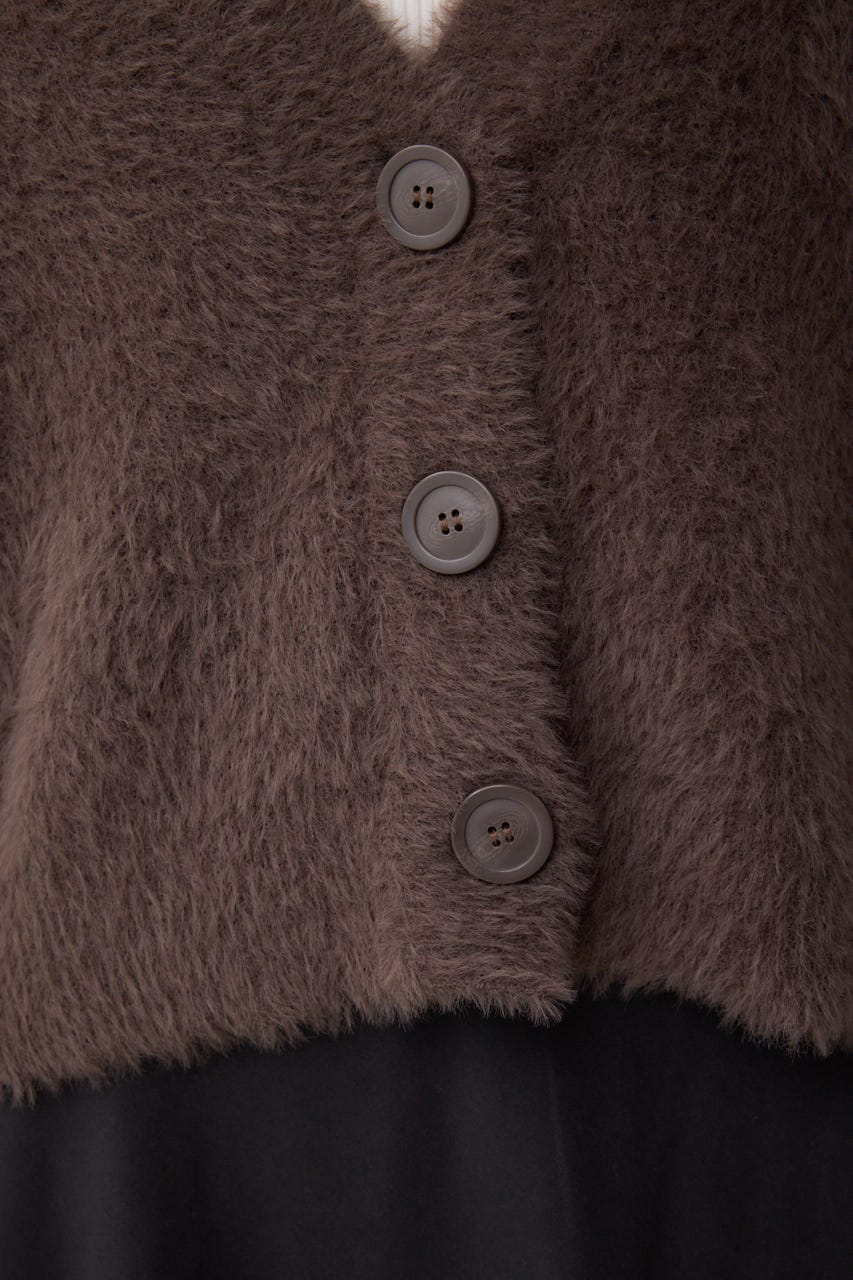 モヘヤライクニットカーディガン BRN S