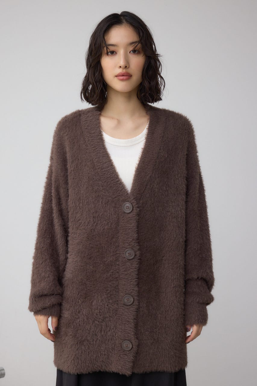 モヘヤライクニットカーディガン BRN S