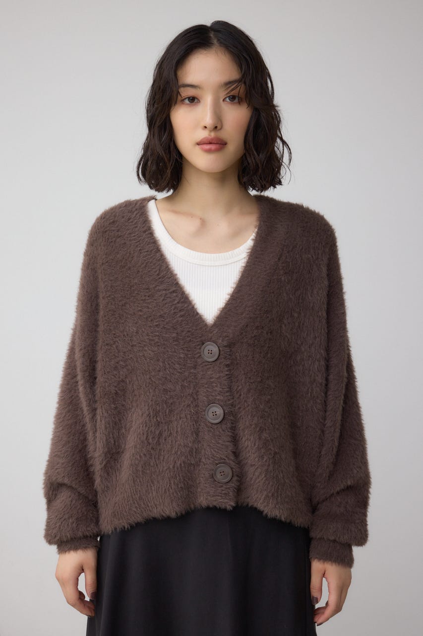 モヘヤライクニットカーディガン BRN S