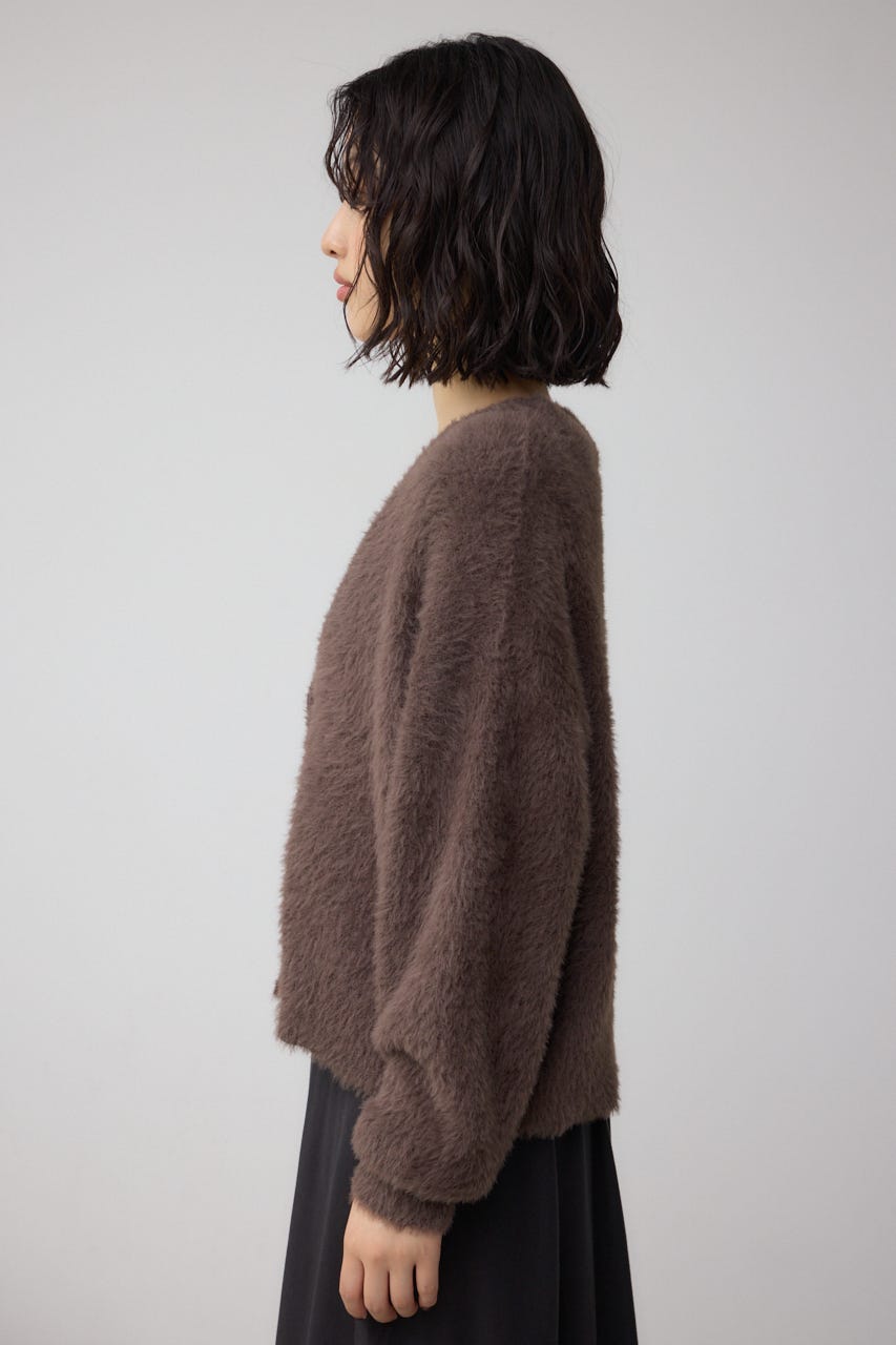モヘヤライクニットカーディガン BRN S