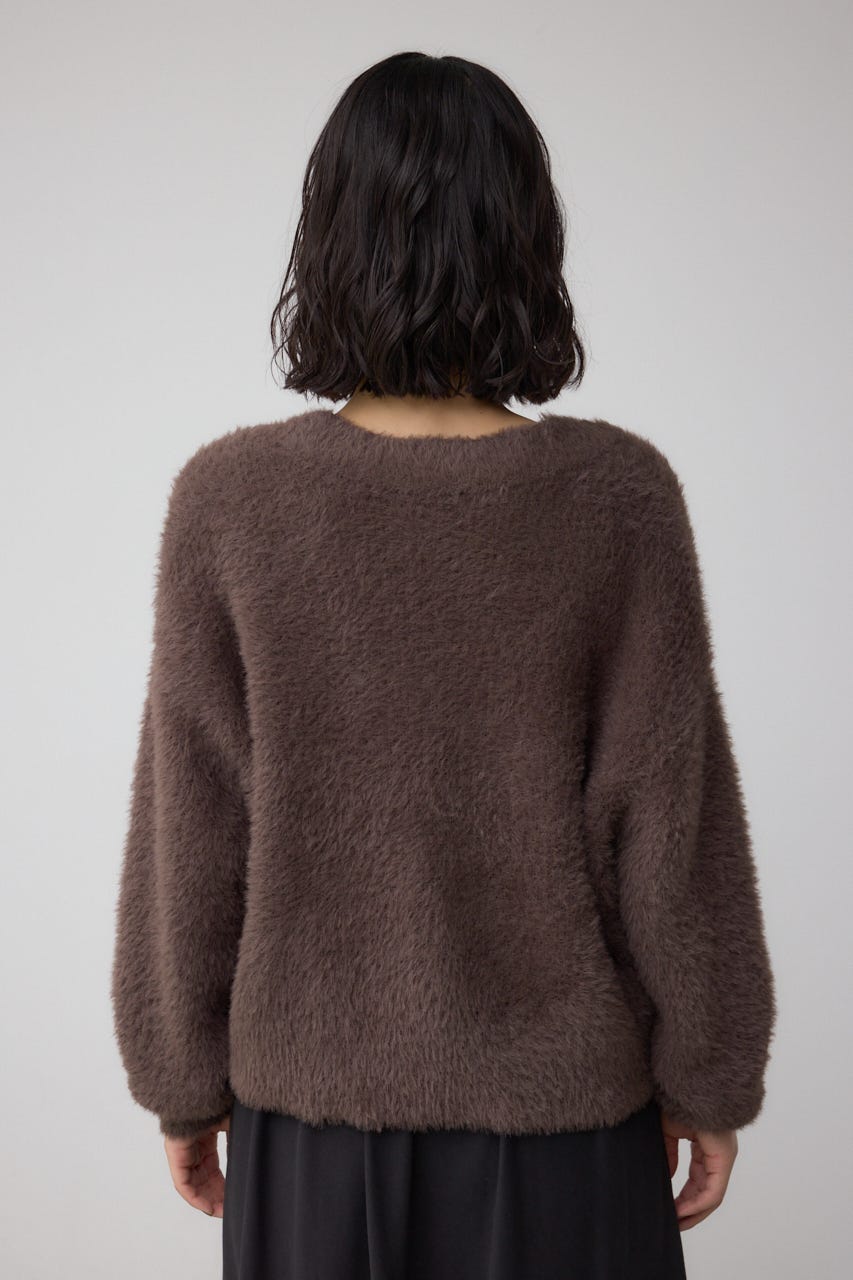 モヘヤライクニットカーディガン BRN S